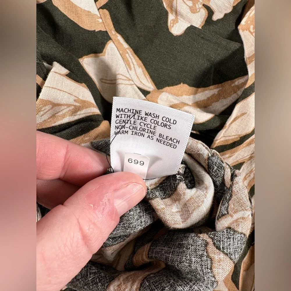 NWT Rachel Zoe Linen Tie Front Long Sleeve button Down Blouse L - Picture 6 of 7